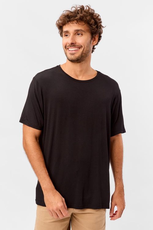 T-Shirt Básica Premium Modal Spandex Preta