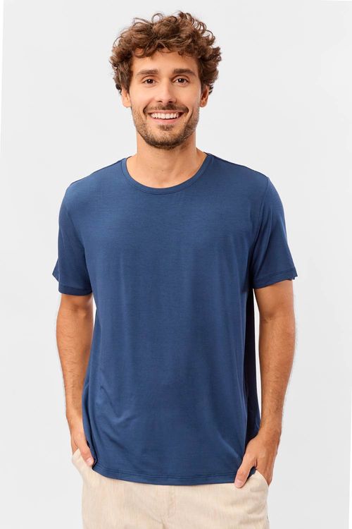 T-Shirt Básica Premium Modal Spandex Tech Azul Jeans
