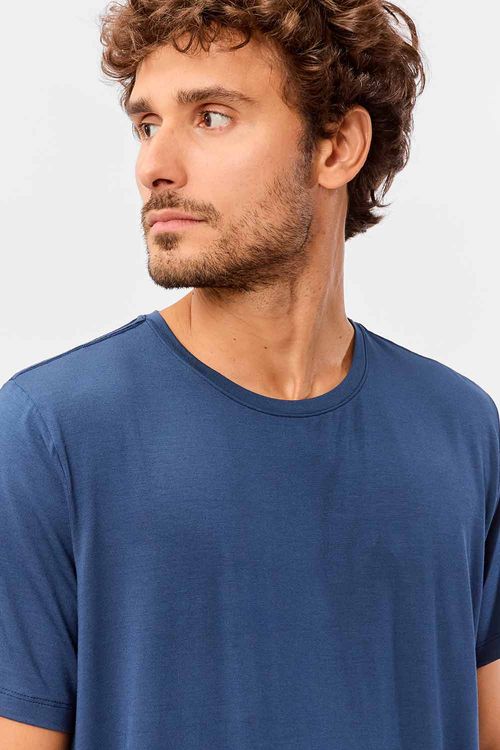 T-Shirt Básica Premium Modal Spandex Tech Azul Jeans