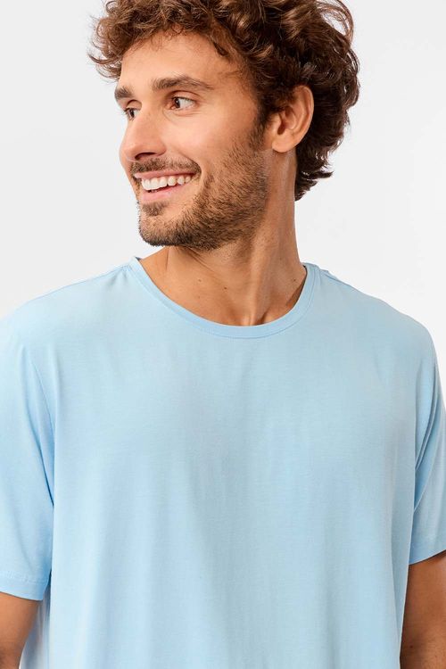 T-Shirt Básica Premium Modal Spandex Azul Clara