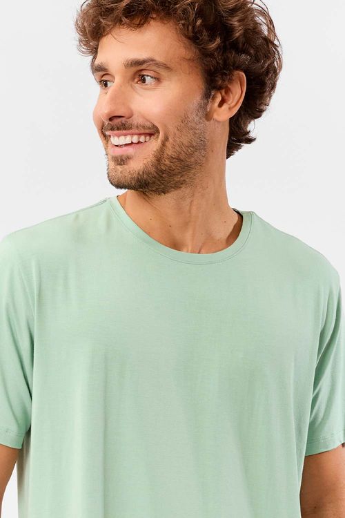 T-Shirt Básica Premium Modal Spandex Verde Clara