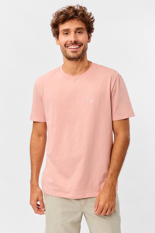 T-Shirt Estampada Pima Spandex Salmao