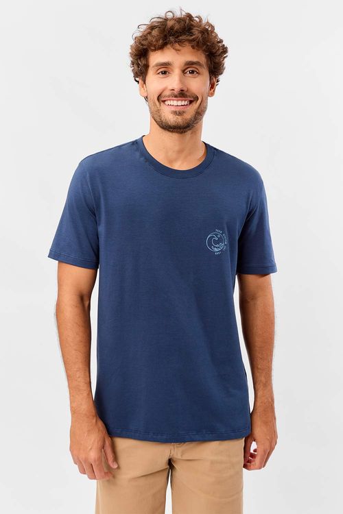 T-Shirt Estampada Pima Spandex Azul Marinho