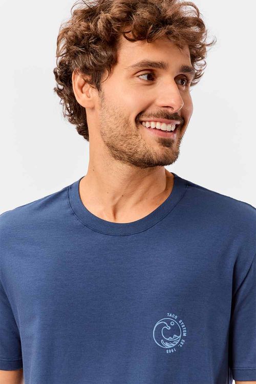 T-Shirt Estampada Pima Spandex Azul Marinho