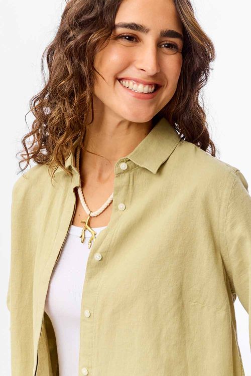 Camisa Linho Khaki