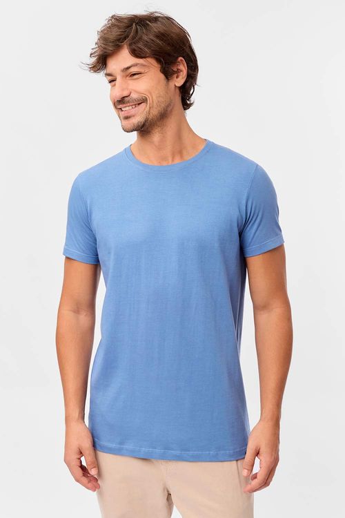T-Shirt Básica Premium Sem Costura Azul Jeans