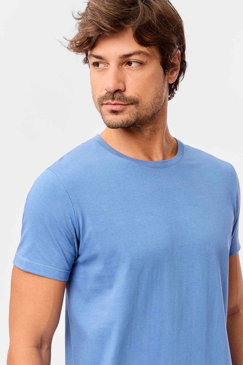 T-Shirt Básica Premium Sem Costura Azul Jeans