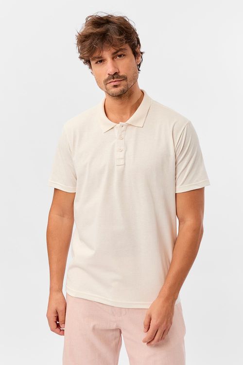 Polo Básica Fit Mescla Off White