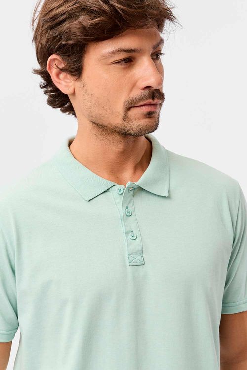 Polo Básica Fit Mescla Verde Claro