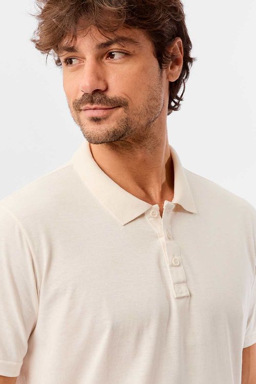 Polo Básica Fit Mescla Off White