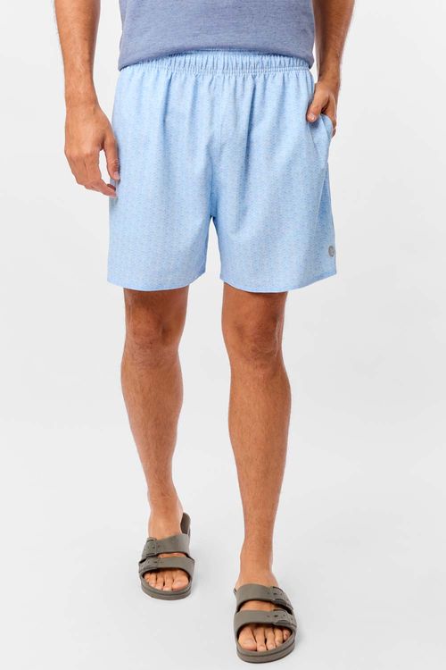 Short Estampado Flex Mini Ondas Azul Claro