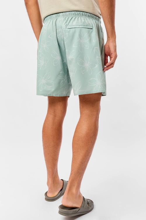 Short Estampado Flex Flores Verde Claro