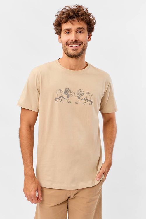 T-Shirt Estampada Lion Khaki