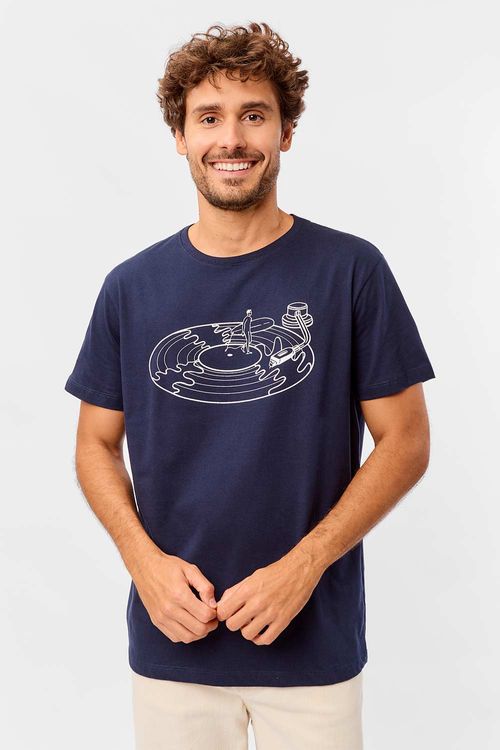 T-Shirt Estampada Summer Music Azul Marinho