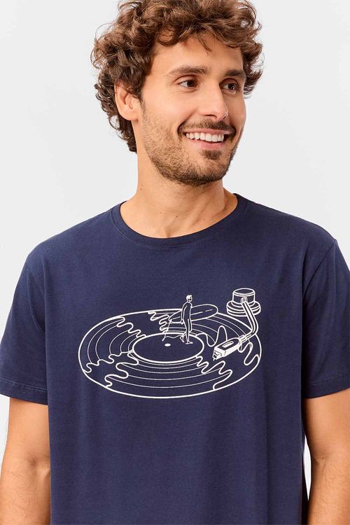 T-Shirt Estampada Summer Music Azul Marinho
