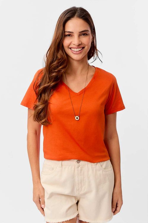 Blusa Básica Fio Penteado Laranja