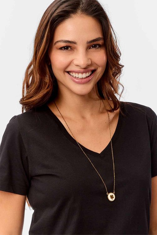 Blusa Básica Fio Penteado Preta