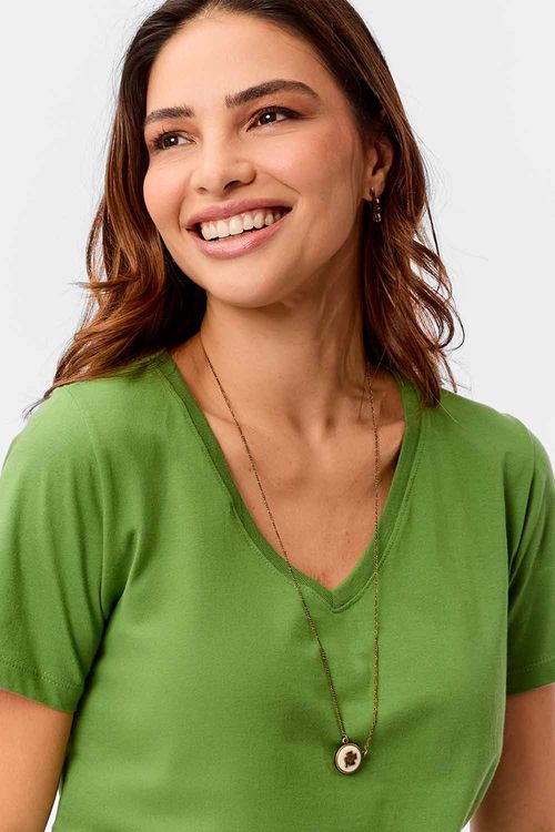 Blusa Básica Fio Penteado Verde