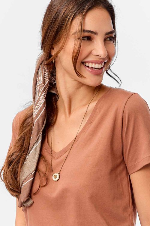 Blusa Básica Fio Penteado Marrom