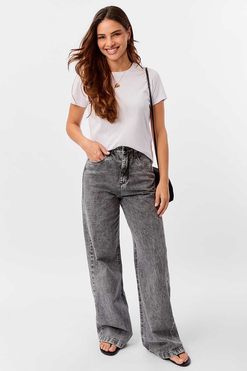 Calça Jeans Wide Leg Stone