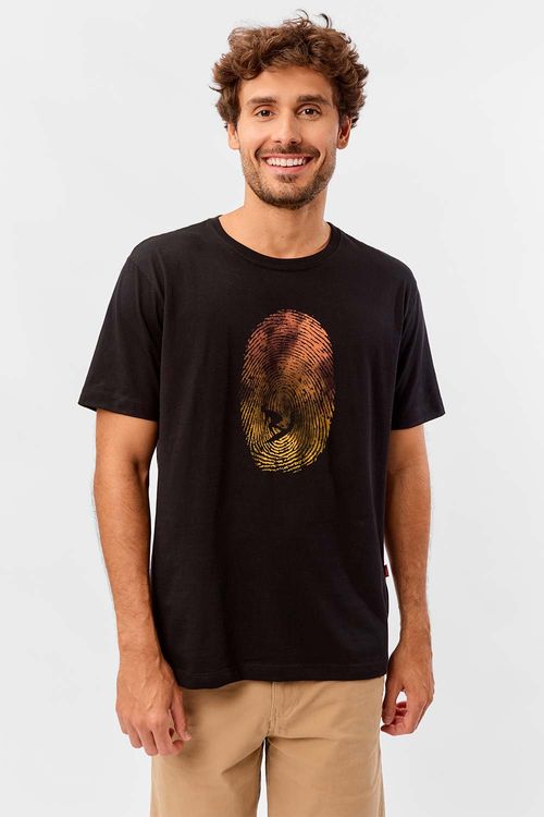T-Shirt Estampada Fingerprint Preta