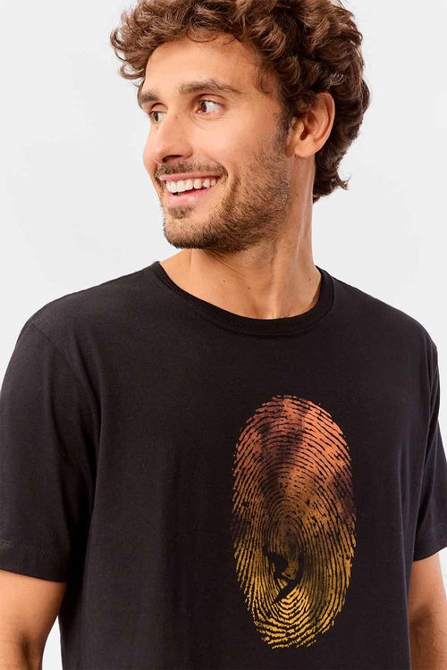 T-Shirt Estampada Fingerprint Preta