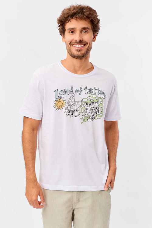 T-Shirt Estampada Tattoo Land Branca