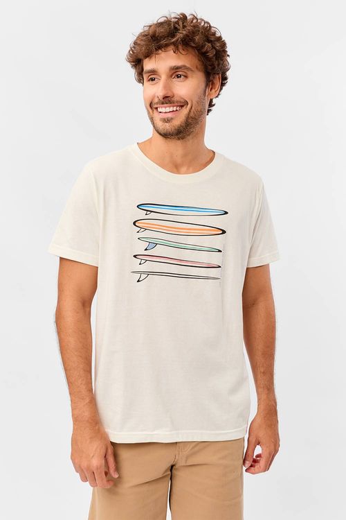 T-Shirt Estampada Surfboards Off White