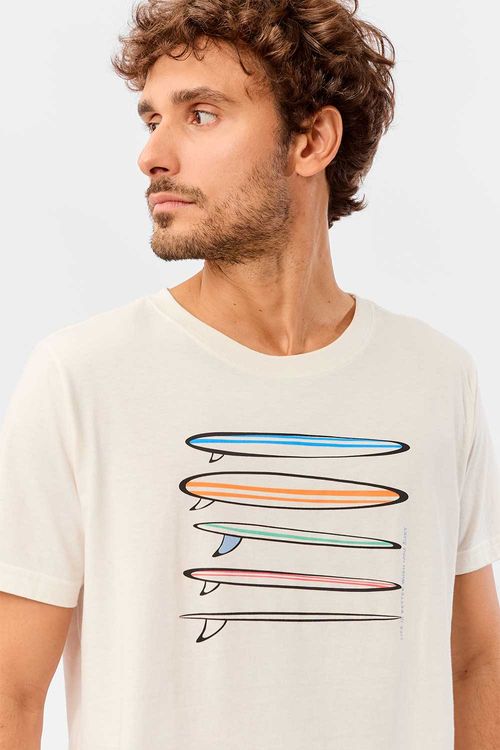 T-Shirt Estampada Surfboards Off White