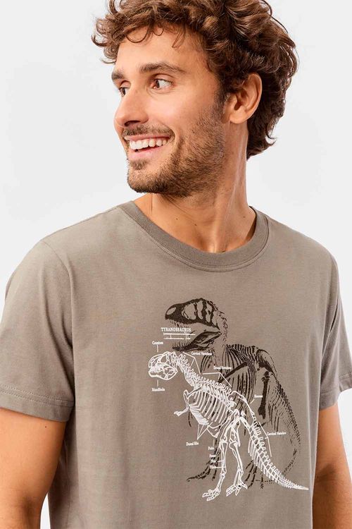 T-Shirt Estampada Dino Grafite
