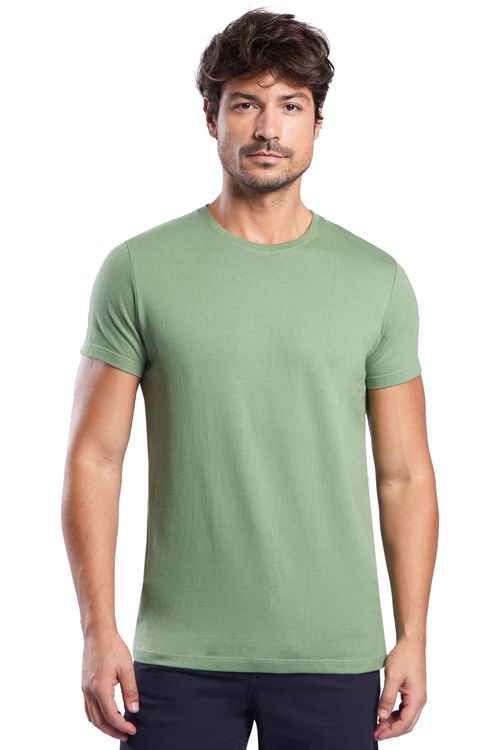 T-Shirt Básica Fit Premium Sem Costura Verde Claro
