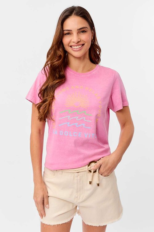 Blusa Estampada Vacations Rosa Clara