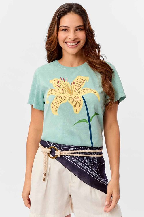 Blusa Estampada Big Flower Verde Clara
