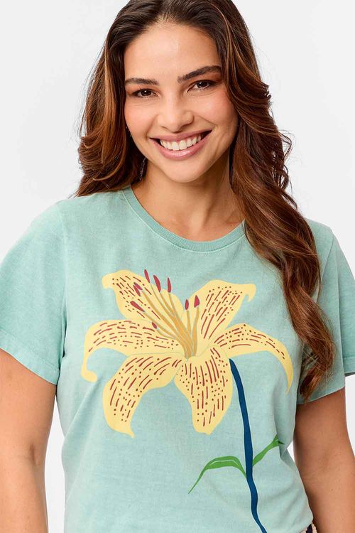 Blusa Estampada Big Flower Verde Clara