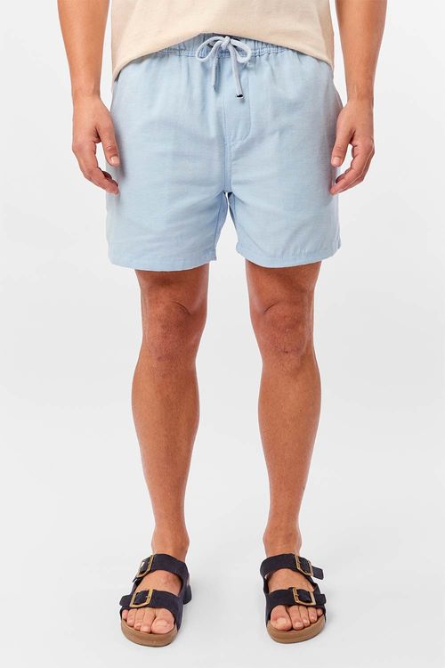 Short Especial Fio Tinto Cós Elástico Azul Clara