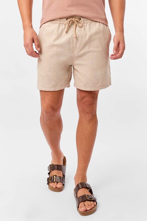 Short Especial Fio Tinto Cós Elástico Khaki