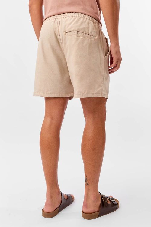 Short Especial Fio Tinto Cós Elástico Khaki