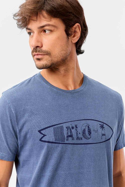 T-Shirt Estampada Stone Aloha Azul Marinho