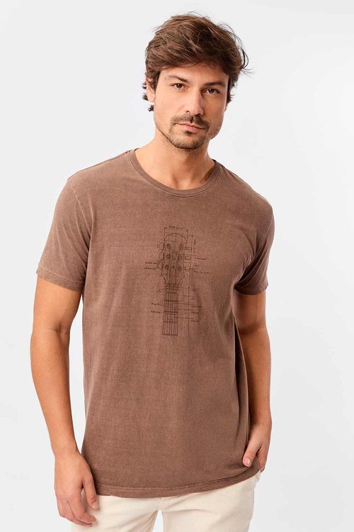 T-Shirt Estampada Stone Guitar Marrom