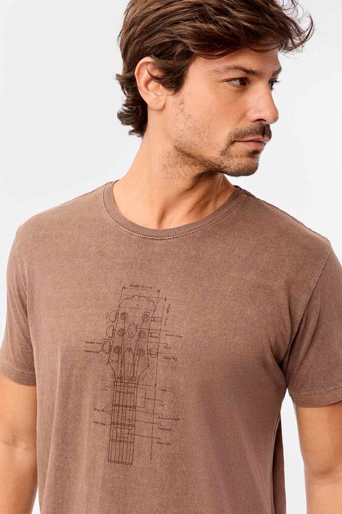 T-Shirt Estampada Stone Guitar Marrom