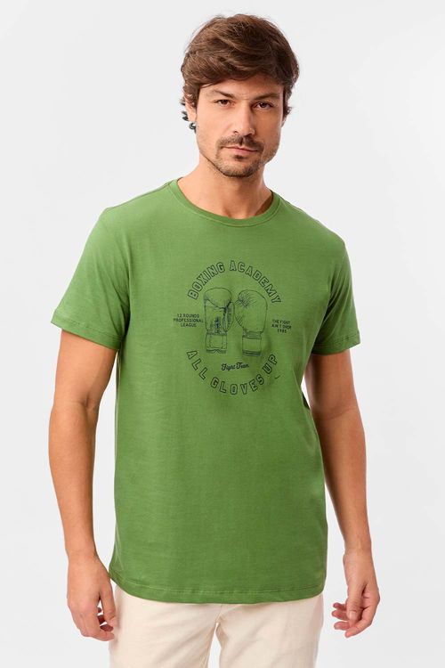 T-Shirt Estampada Boxe Verde Militar