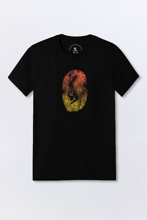 T-Shirt Infantil Estampada Fingerprint Preta