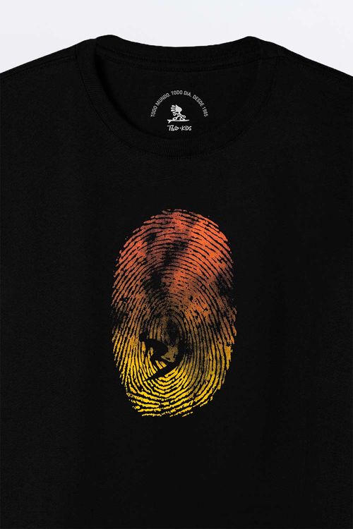 T-Shirt Infantil Estampada Fingerprint Preta