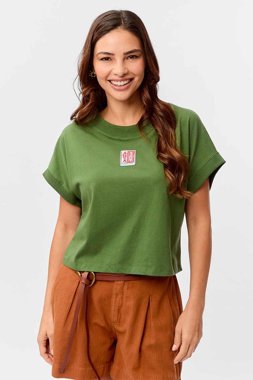 Blusa Estampada Cropped Sardines Verde