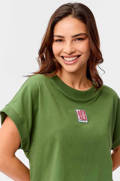 Blusa Estampada Cropped Sardines Verde