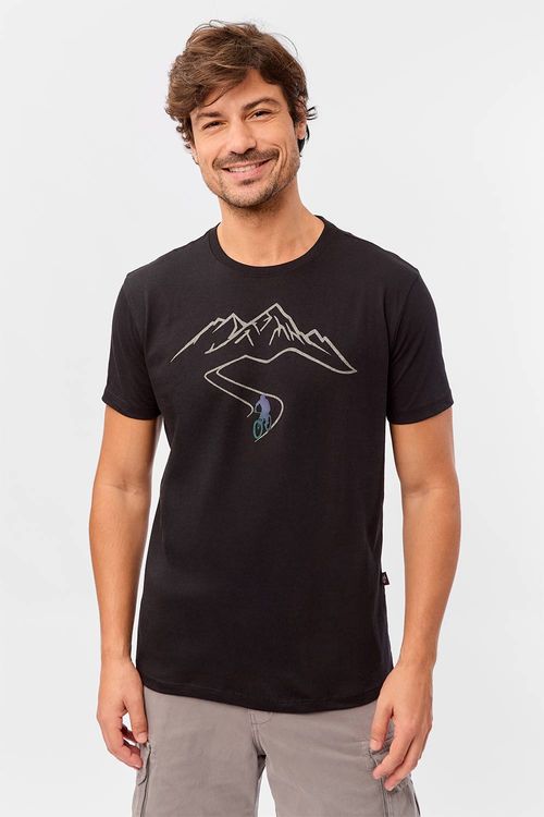 T-Shirt Estampada Relevo Preta
