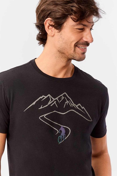 T-Shirt Estampada Relevo Preta