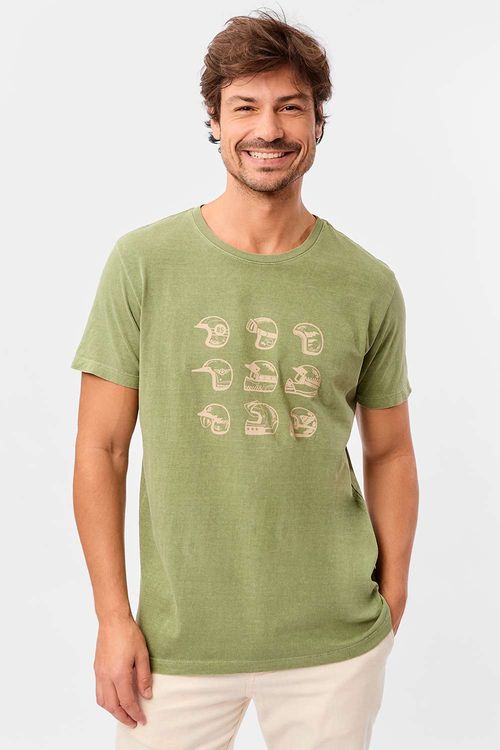 T-Shirt Estampada Capacete Verde