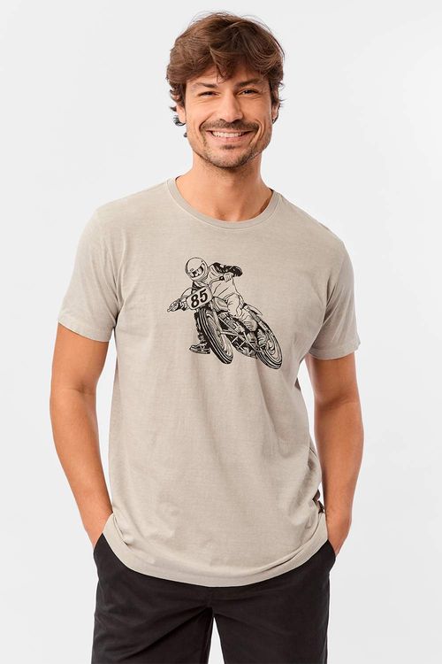 T-Shirt Estampada Stone Piloto Cinza