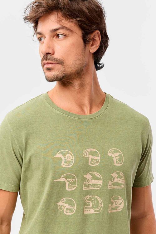 T-Shirt Estampada Capacete Verde